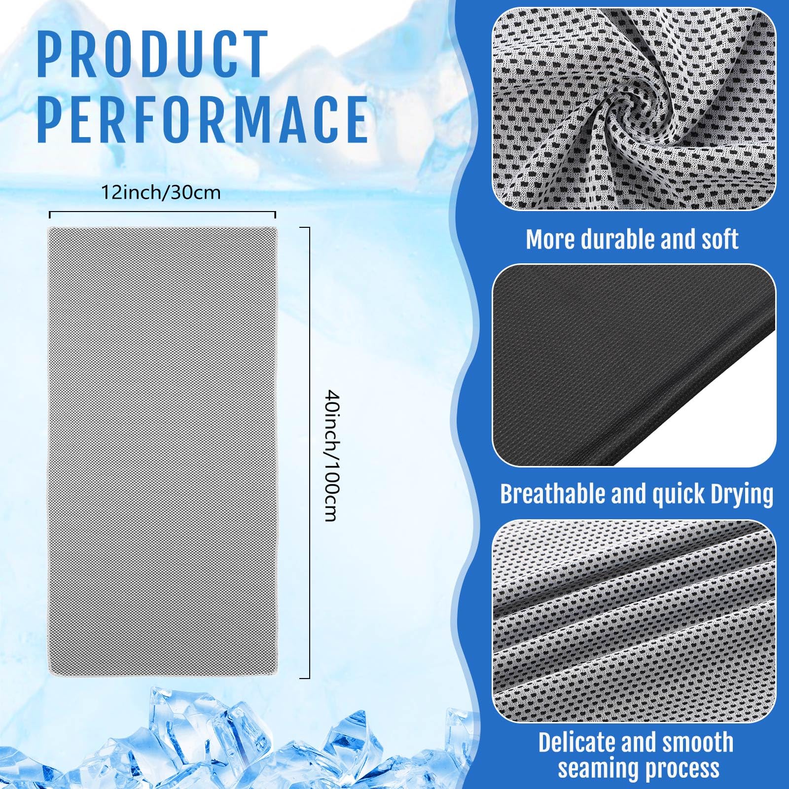 Hosuly 6 Pack Cooling Towels 40" x 12" Sport Towels, Cooling Rag for Neck and Face Ice Breathable Chilly Portable Neck Wraps for Yoga(Black)