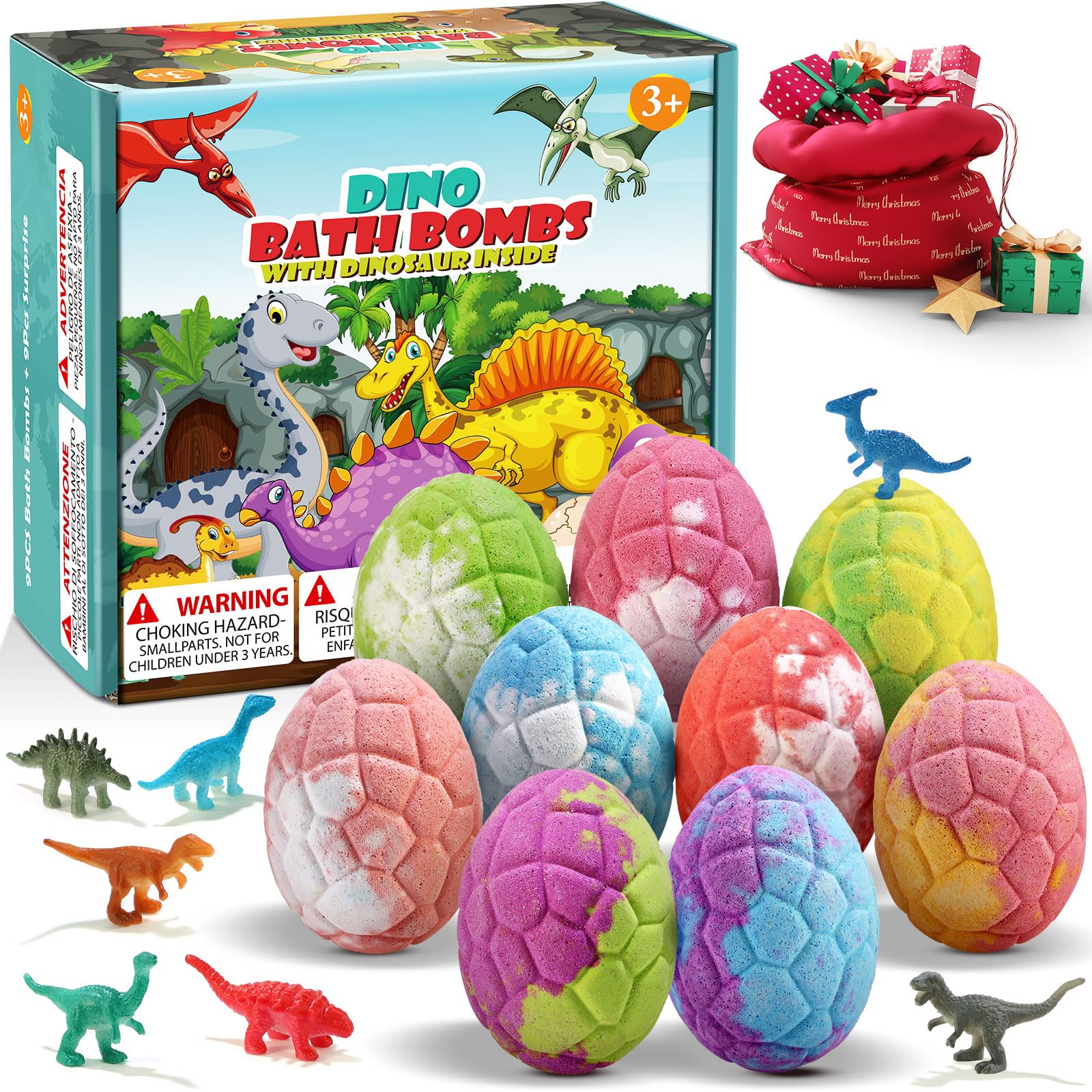 Qivatex Bath Bombs for Kids with Dinosaur Toys Inside, Natural Organic | Fun Bubble Bath Gift Set, Perfect for Fathers Day & Kids Birthday Presents. Gentle Formula for Daily Bath Time