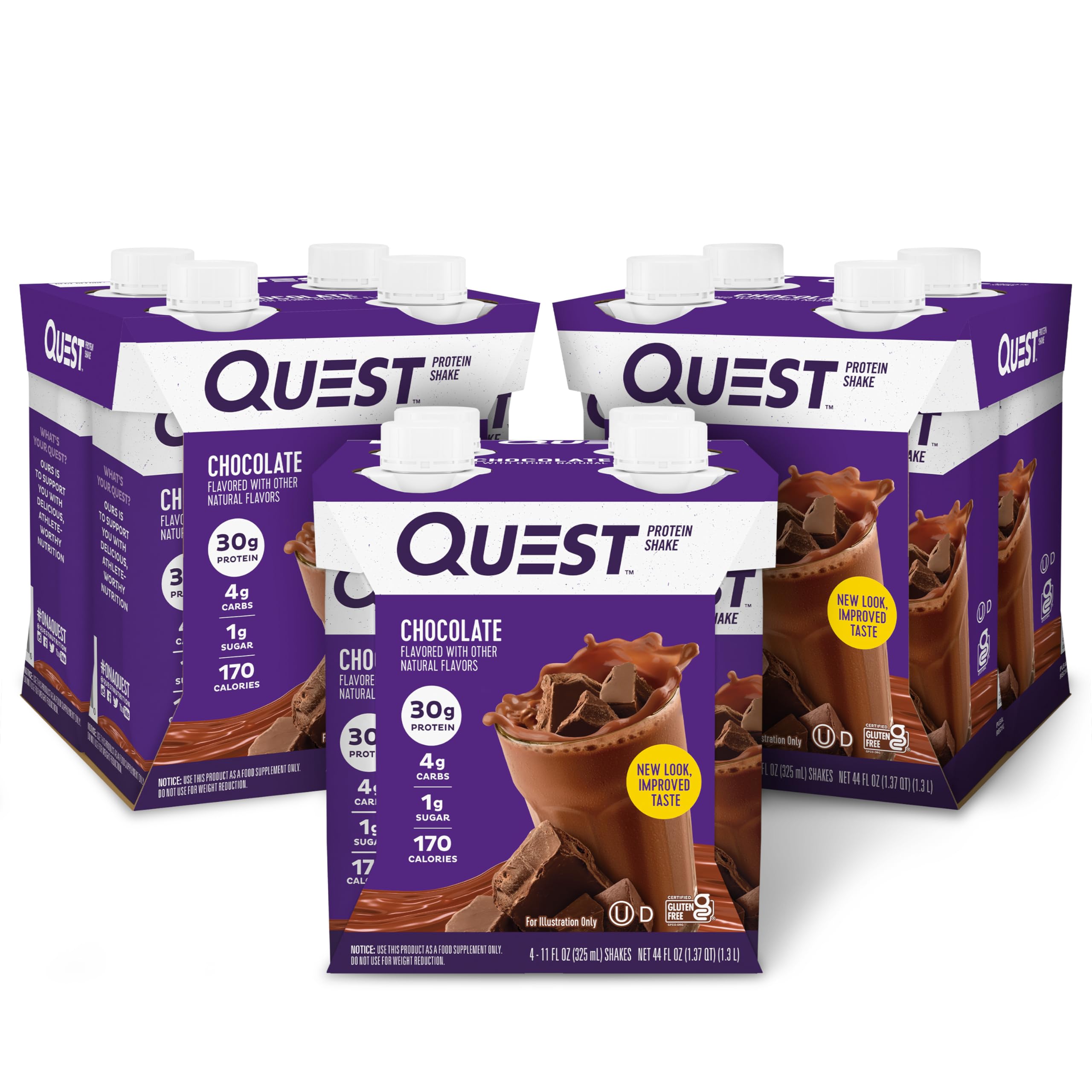 Quest Nutrition Ready to Drink Vanilla Protein Shake, 30g Protein, 3g Net Carbs, Gluten Free, Keto Friendly, 11 fl.oz 4 Count (Pack of 3)