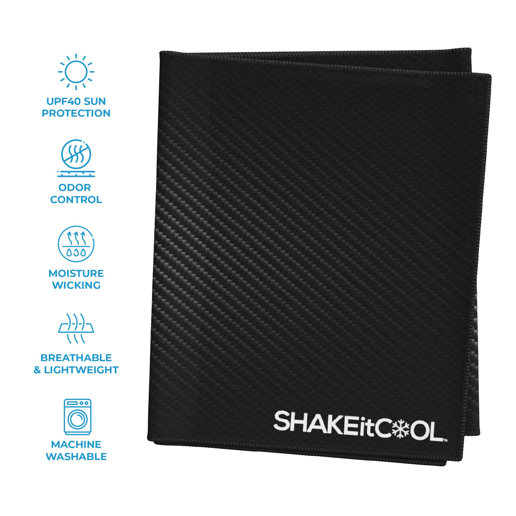 SHAKEitCOOL Extended Size Cooling Towel – Be Cool in Style - Heat Relief, Soft, Lightweight, Sun Protection, Easy Clean - Perfect for Biking, Hiking, Running, Yoga, Golf - Blue Purple Wave M
