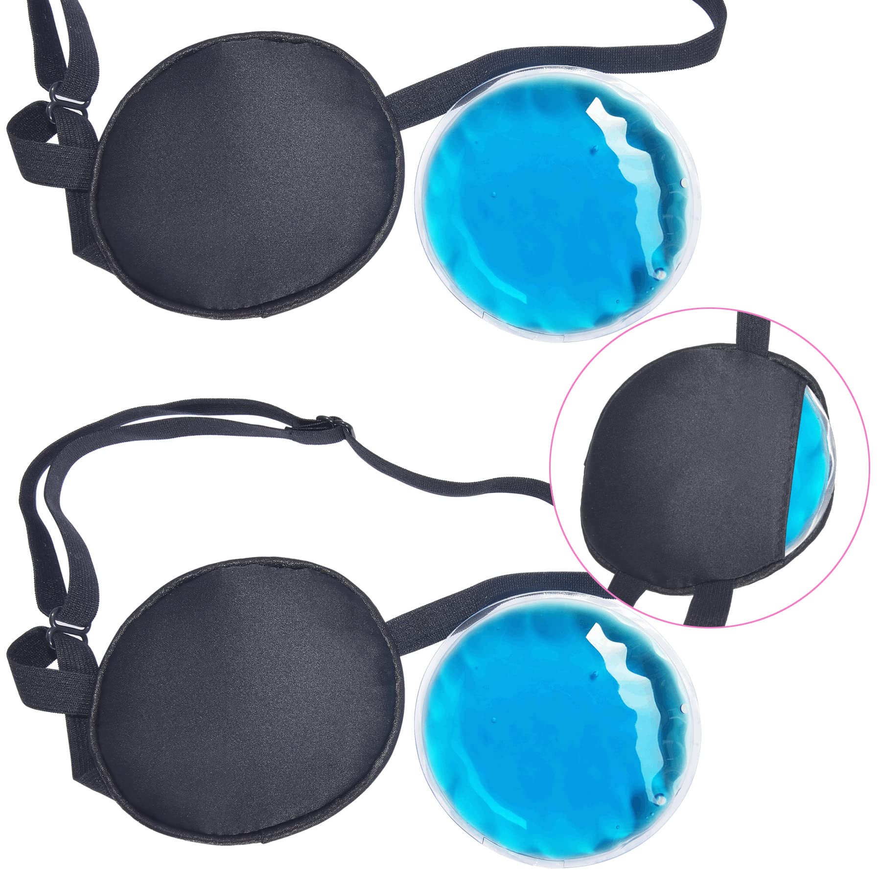 Cooling Eye Patches for Puffy Eyes, Pure Silk Ice Eye Patch, Single Eye Mask, Medical One Eye Cover Cold Hot Therapy Strabismus Lazy Eyes After Surgery Adult Kid Pirate Eyepatch (Black)