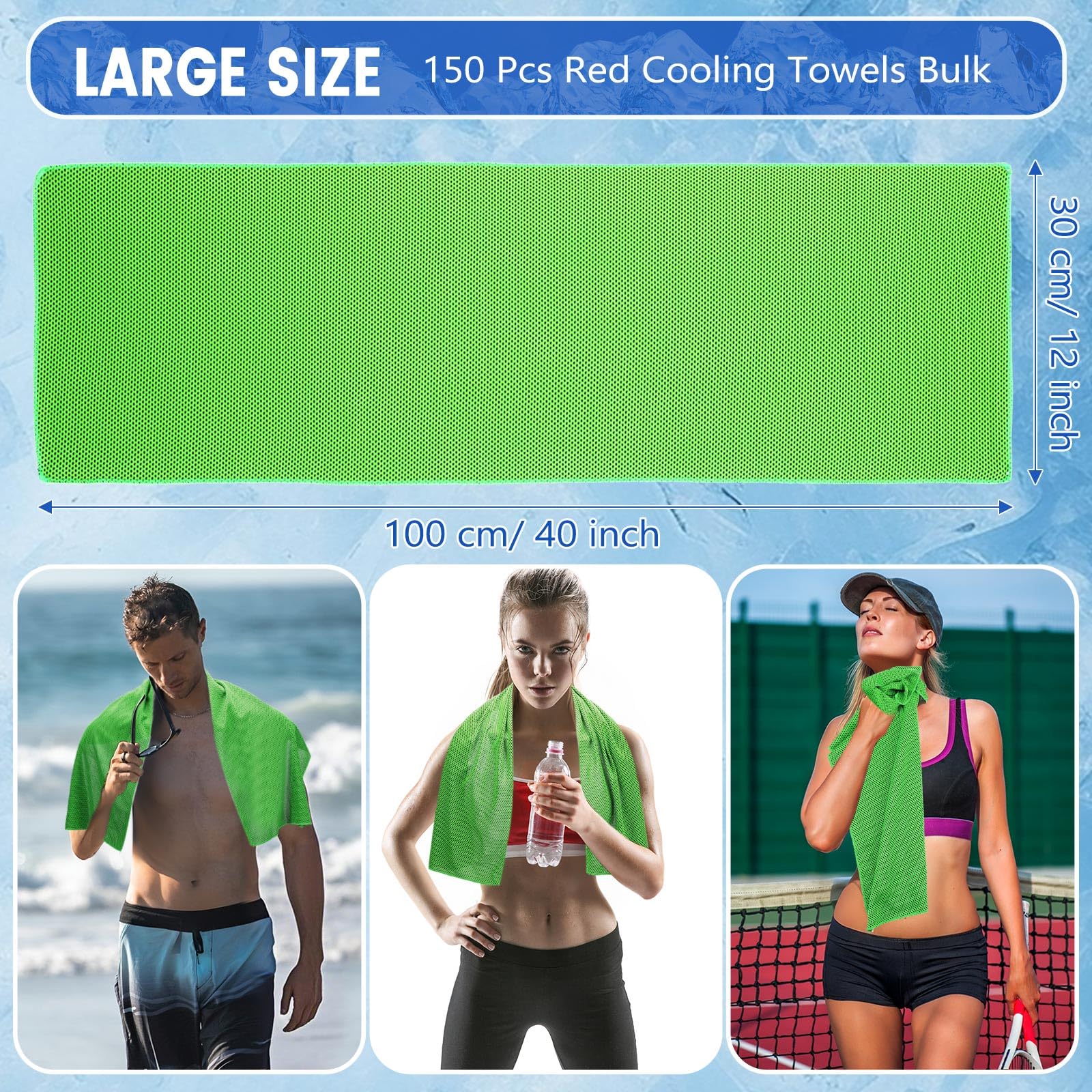 Hosuly 1000 Pack Cooling Towels Bulk 40 x 12 Inch Large Chilly Breathable Sweat Sports Cold Towels Sublimation Microfiber Ice Neck Rag for Hot Weather Workout Gym Team Gift (Dark Blue)
