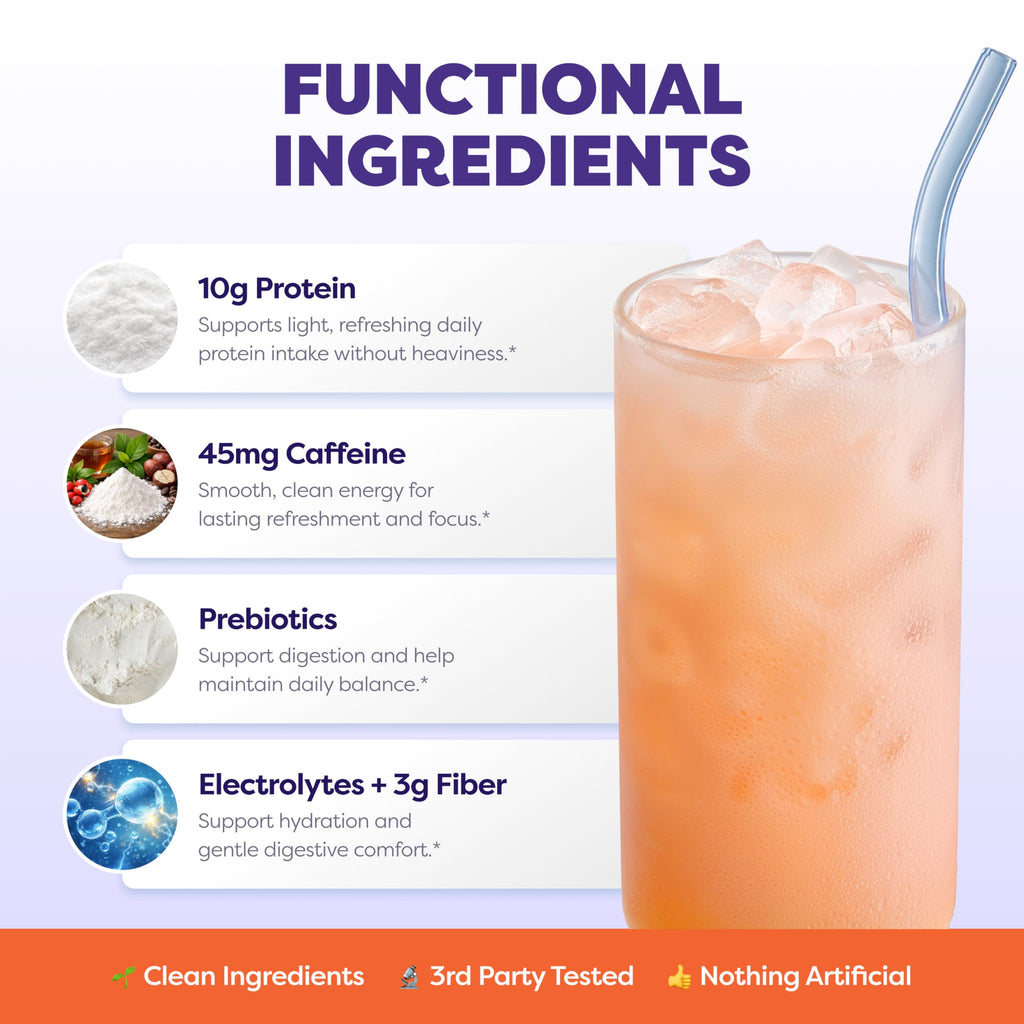 Javvy Clear Protein Refresher Drink Mix – 10g of Whey Protein and Collagen Peptides, Electrolytes Powder, Natural Flavors, 0g of Sugar, 45mg Caffeine, 20 Servings, Strawberry Berry Acai