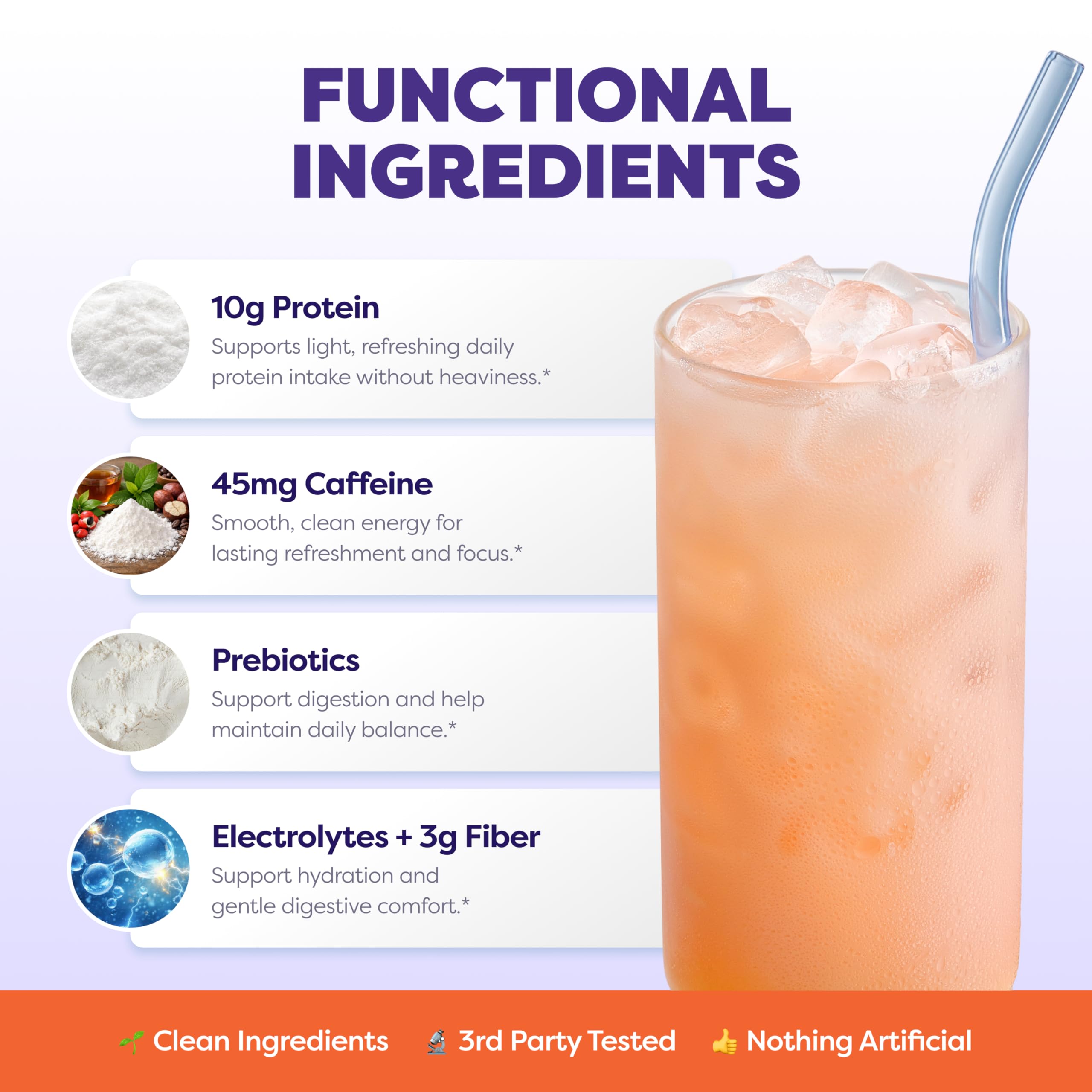 Javvy Clear Protein Refresher Drink Mix – 10g of Whey Protein and Collagen Peptides, Electrolytes Powder, Natural Flavors, 0g of Sugar, 45mg Caffeine, 20 Servings, Strawberry Berry Acai