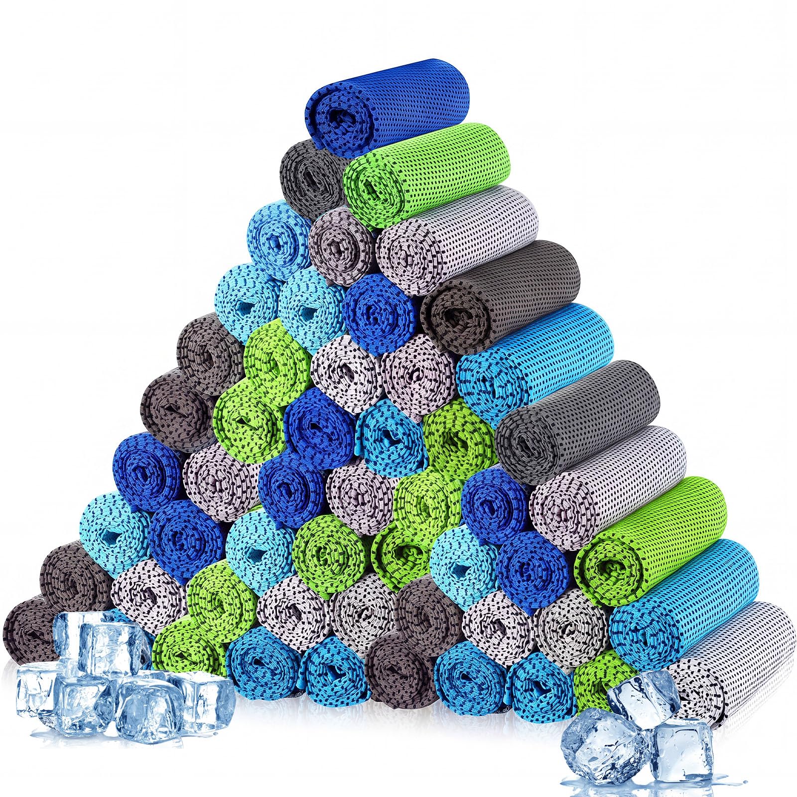 Maitys 500 Pcs Cooling Towel Bulk 32 x 12 Inch Microfiber Ice Towel Cold Soft Breathable Sport Towels for Neck and Face Chilly Sweat Towels for Hot Weather Athletes Gym Yoga Workout (Multicolor)