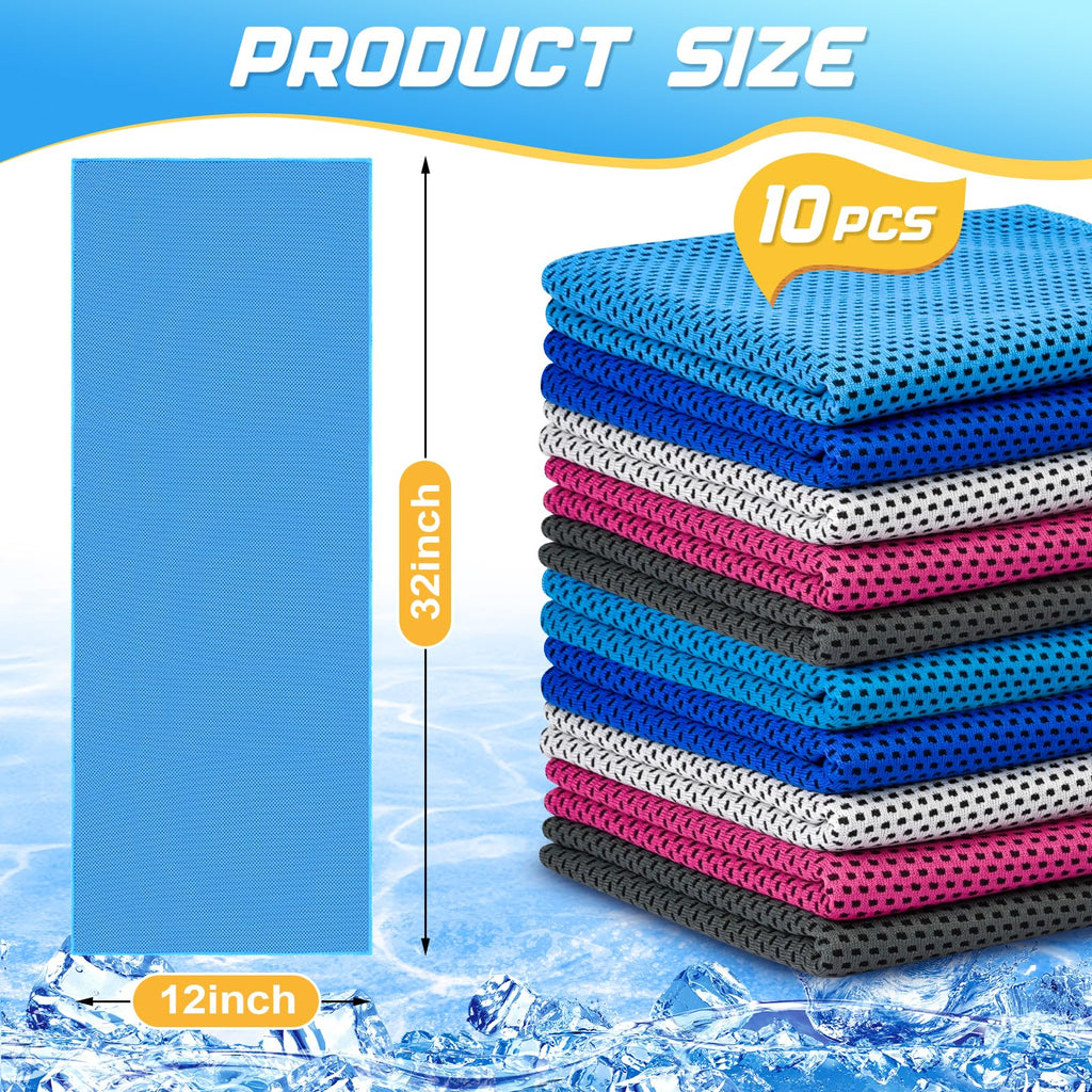 MENOLY 10 Pack Cooling Towels, Cooling Towels for Neck and Face, Sweat Microfiber Towel Soft Breathable Towel for Gym, Yoga, Camping, Running, Fitness, Workout & More Activities