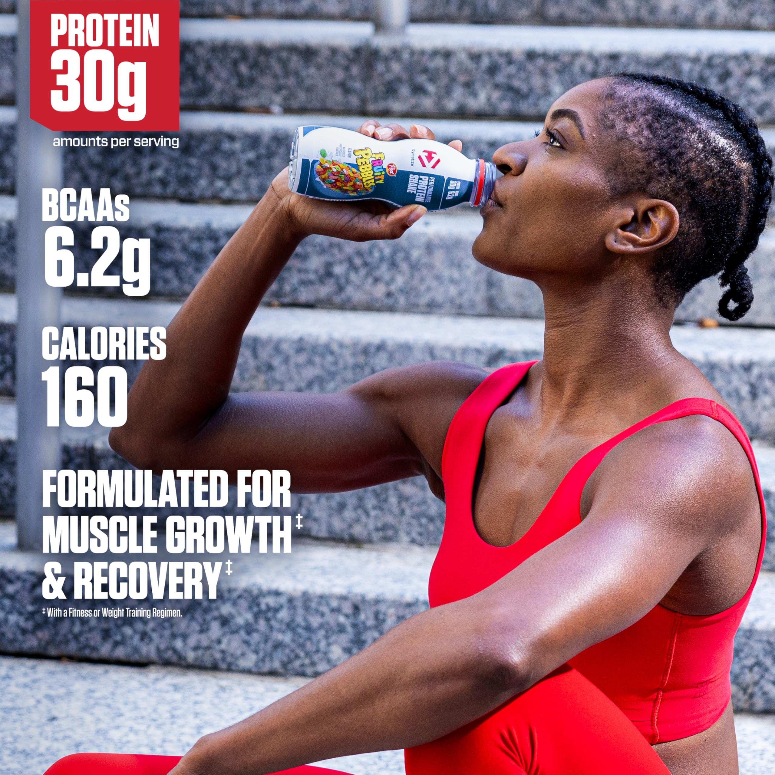 Dymatize Performance Protein Shake, Fruity Pebbles, 30g Protein, 6.1g BCAA for Muscle Recovery, No Added Sugar, Low Fat, 24 Vitamins & Minerals, Gluten-Free, Ready to Drink, On-the-Go Snack, 11.5 fl oz, 15 pack