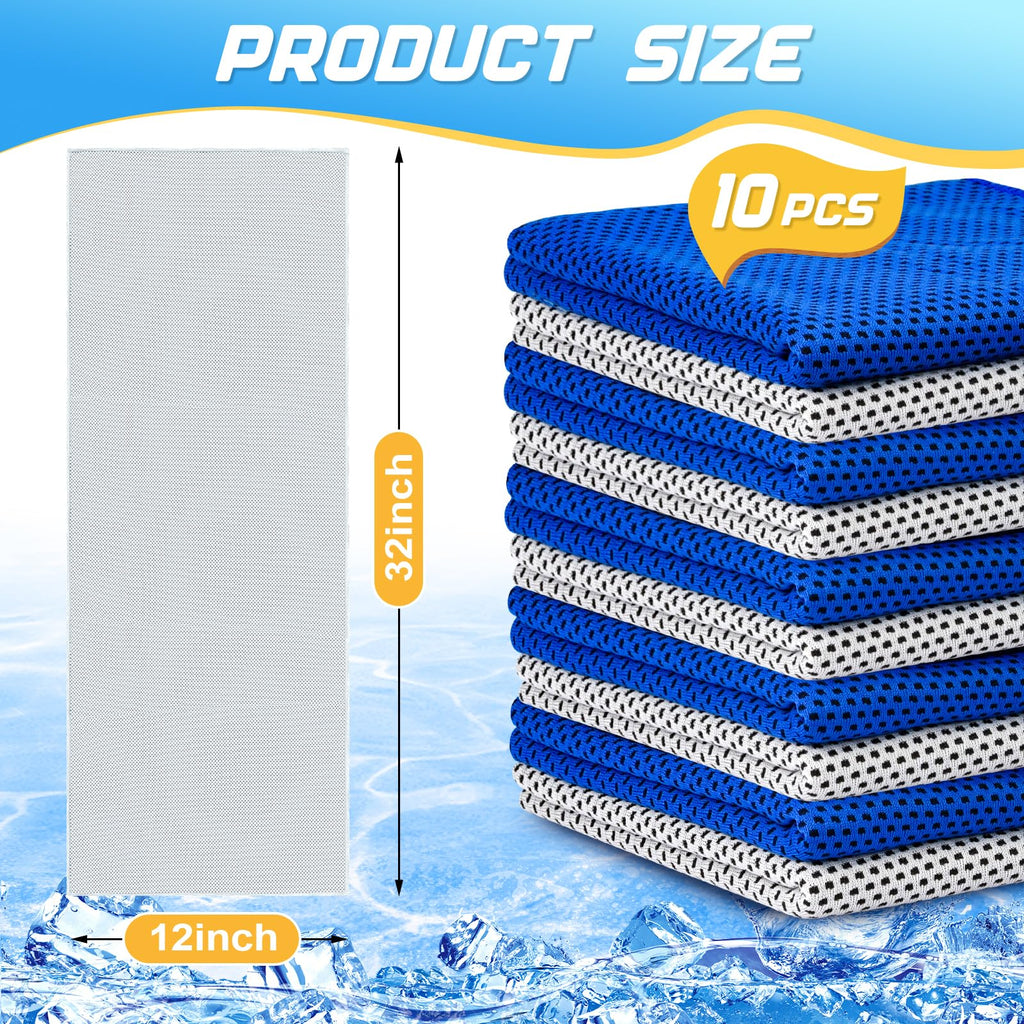 MENOLY 10 Pack Cooling Towels, Cooling Towels for Neck and Face, Sweat Microfiber Towel Soft Breathable Towel for Gym, Yoga, Camping, Running, Fitness, Workout & More Activities