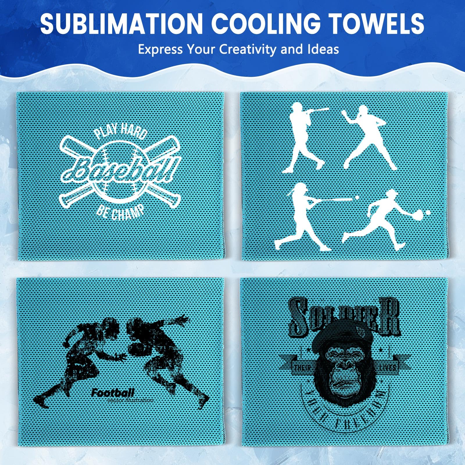 Hosuly 1000 Pack Cooling Towels Bulk 40 x 12 Inch Large Chilly Breathable Sweat Sports Cold Towels Sublimation Microfiber Ice Neck Rag for Hot Weather Workout Gym Team Gift (Dark Blue)