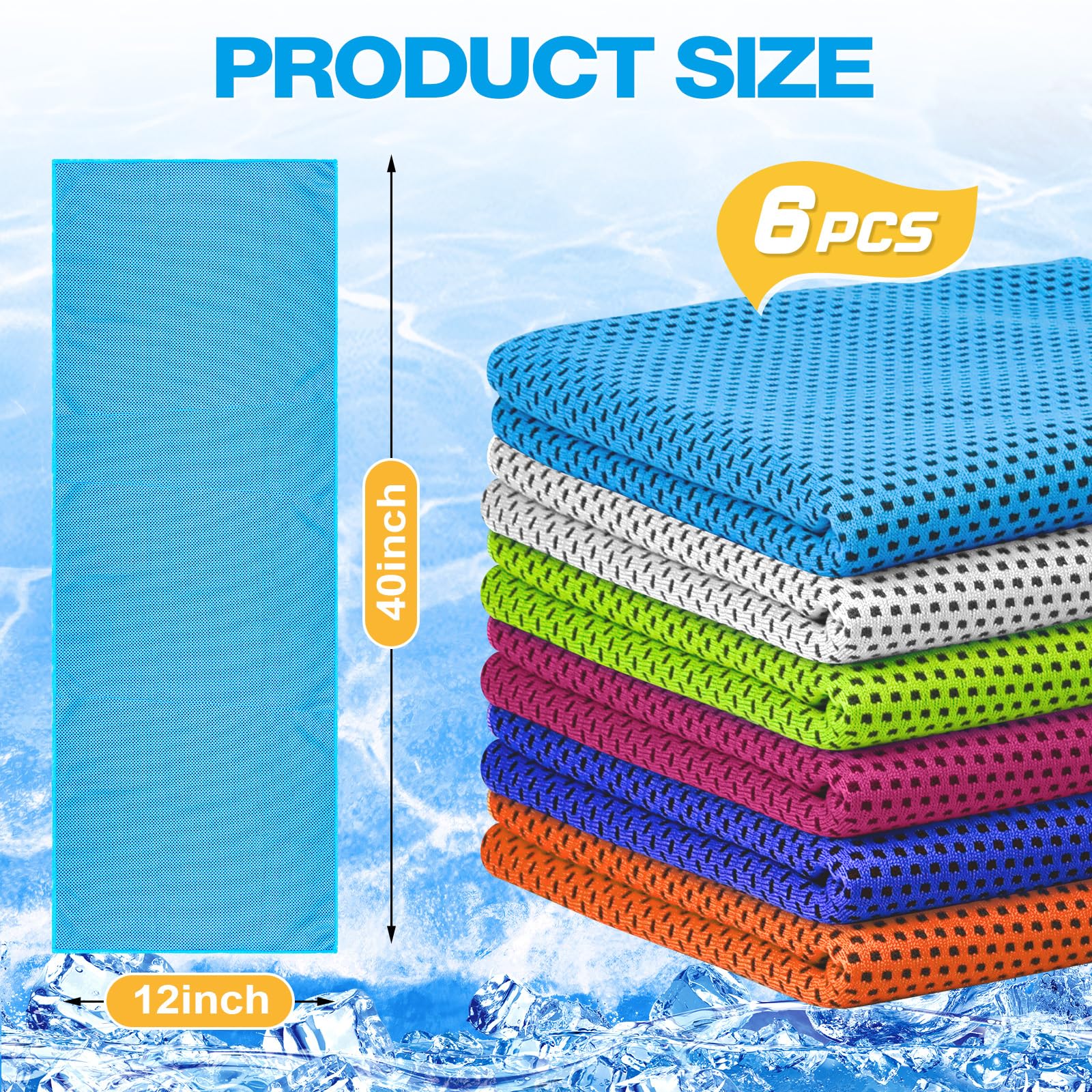 MENOLY 10 Pack Cooling Towels, 40"x12" Cooling Towels for Neck and Face with Breathable Carrying Bags,Soft Microfiber Instant Cooling Rags, Gym Workout Sweat Towel for Sports, Yoga, Camping, Running