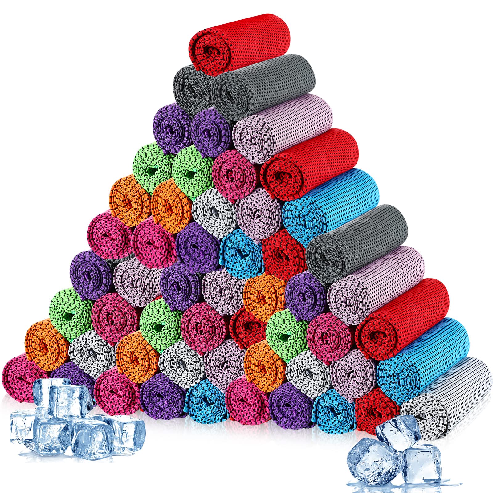 Maitys 500 Pcs Cooling Towel Bulk 32 x 12 Inch Microfiber Ice Towel Cold Soft Breathable Sport Towels for Neck and Face Chilly Sweat Towels for Hot Weather Athletes Gym Yoga Workout (Multicolor)