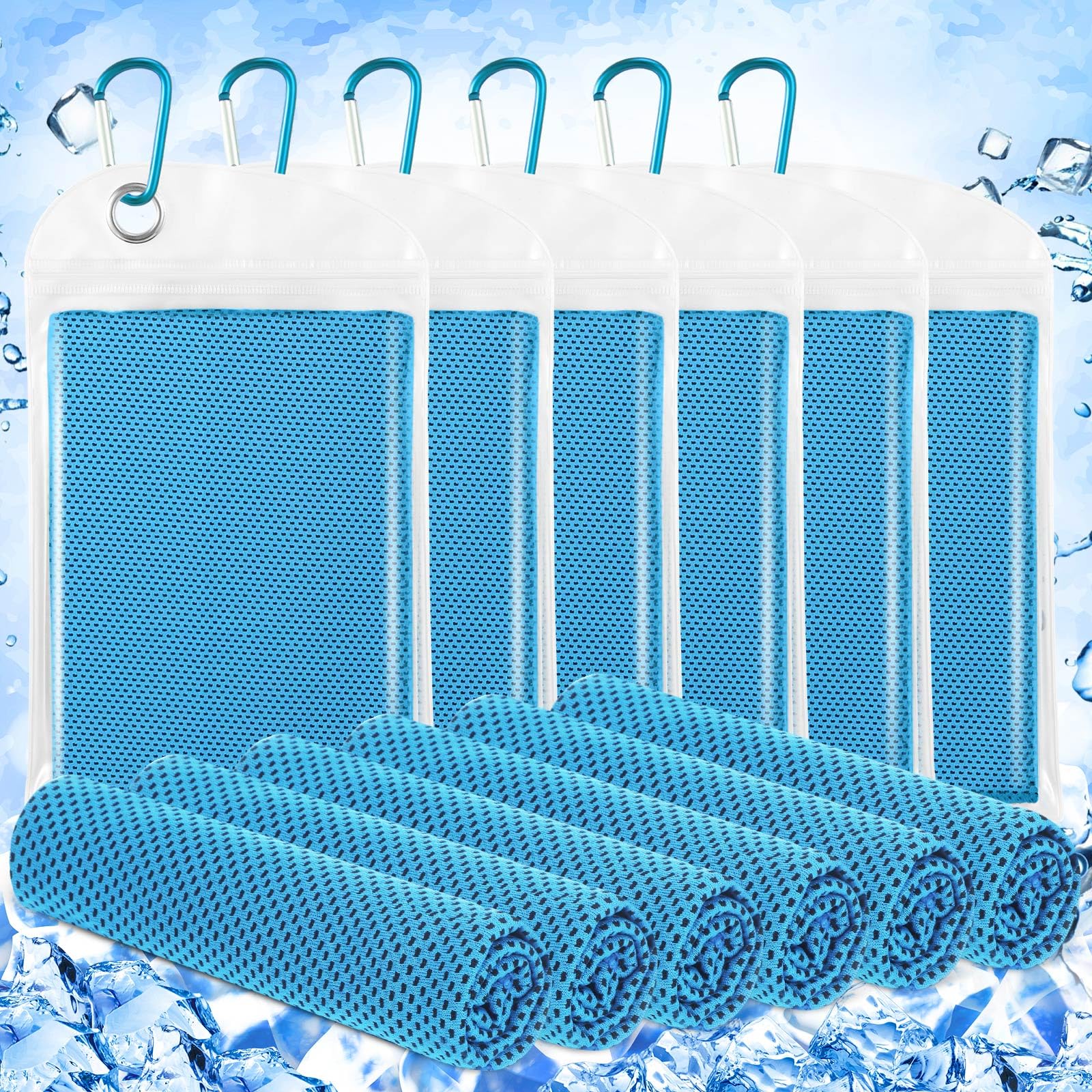 Hosuly 6 Pack Cooling Towels 40" x 12" Sport Towels, Cooling Rag for Neck and Face Ice Breathable Chilly Portable Neck Wraps for Yoga(Black)