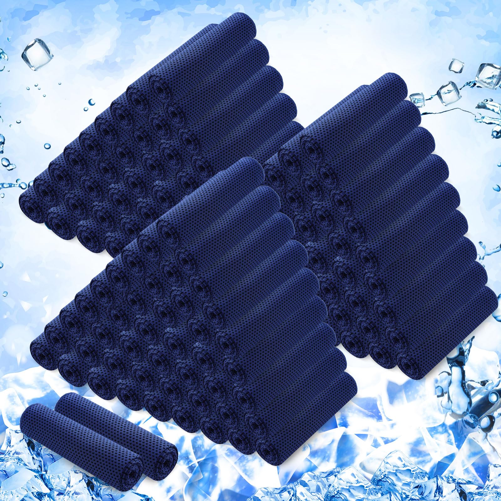 Hosuly 1000 Pack Cooling Towels Bulk 40 x 12 Inch Large Chilly Breathable Sweat Sports Cold Towels Sublimation Microfiber Ice Neck Rag for Hot Weather Workout Gym Team Gift (Dark Blue)