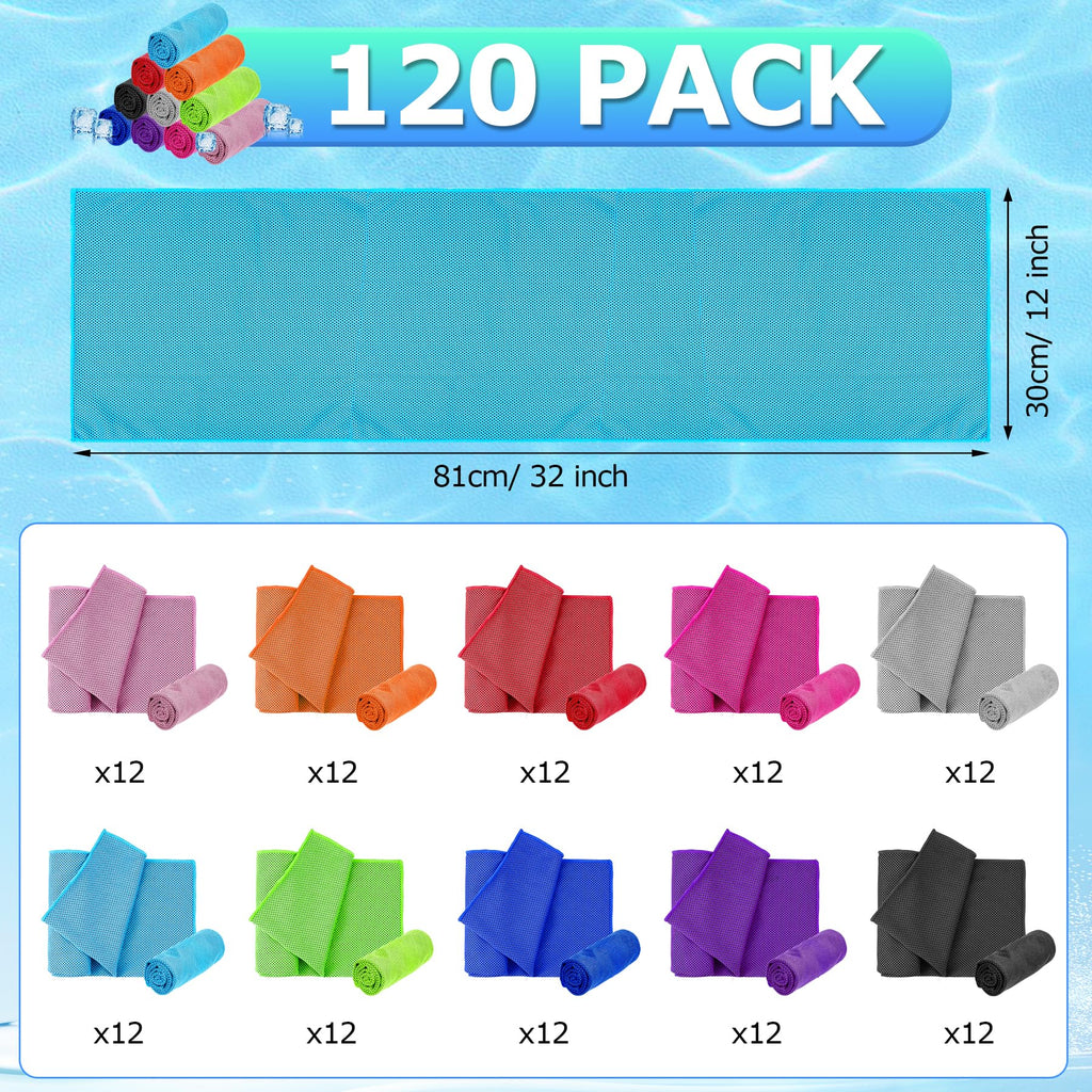 MENOLY 10 Pack Cooling Towels, Cooling Towels for Neck and Face, Sweat Microfiber Towel Soft Breathable Towel for Gym, Yoga, Camping, Running, Fitness, Workout & More Activities