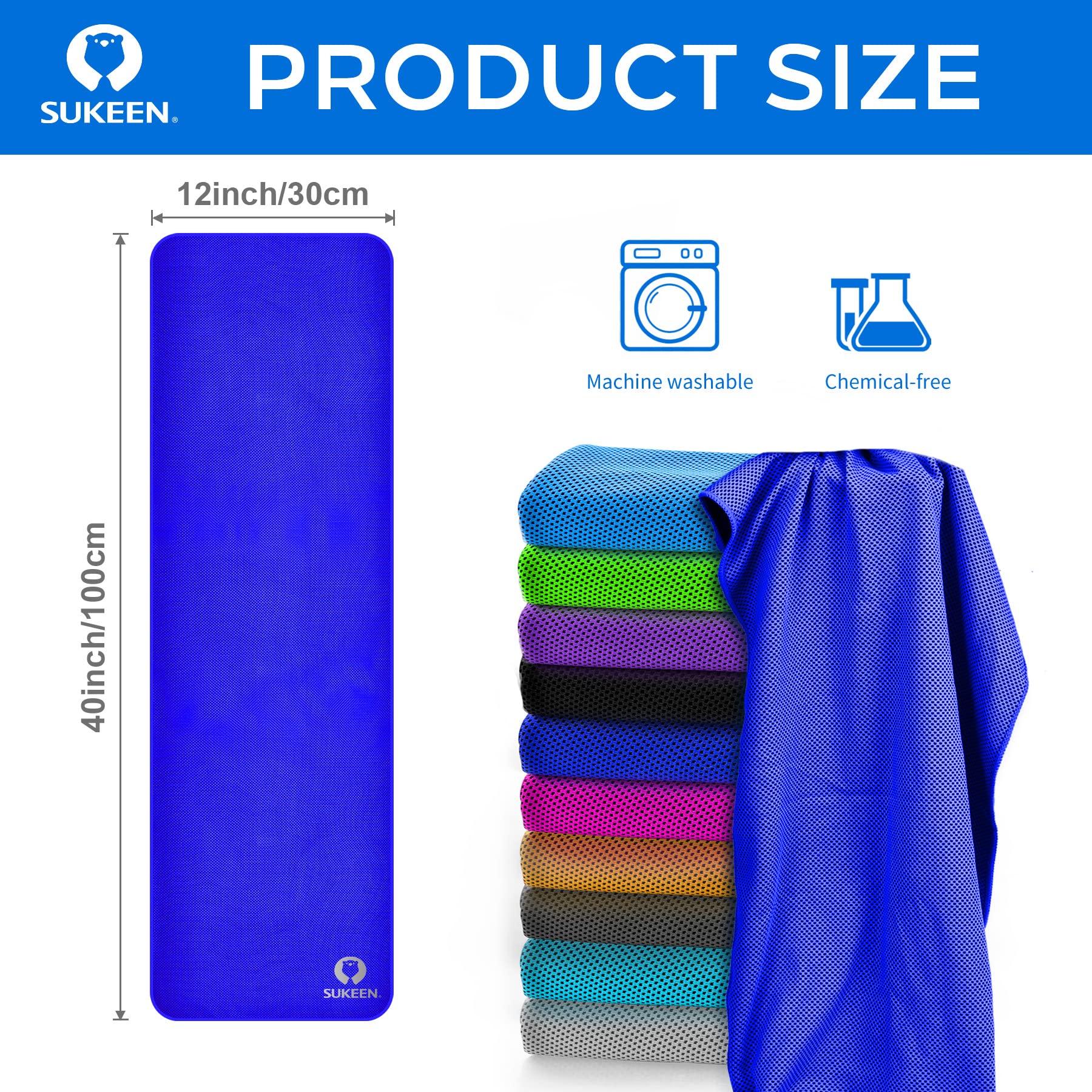 Sukeen Cooling Towel for Neck and Face (40"x12"), Microfiber Bulk Cooling Towels for Athletes Cooling Neck Wraps Instant Cooling Towels for Yoga,Gym,Golf,Running,Fitness and Workout
