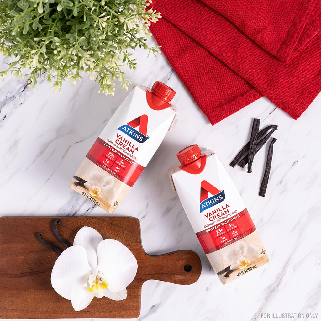 Atkins Vanilla Cream Meal Size Protein Shake, 23g Protein, Low Glycemic, 3g Carb, 1g Sugar, Keto Friendly