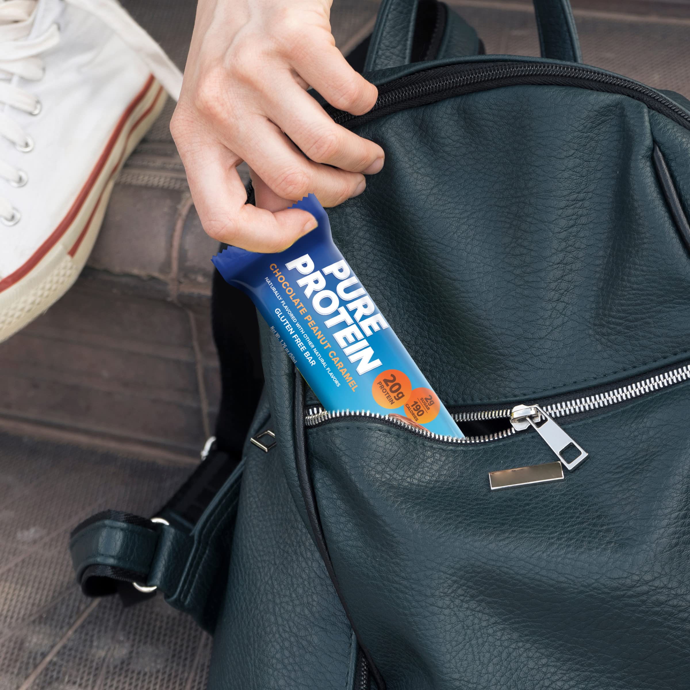 Pure Protein Chocolate Peanut Butter Protein Bars – 20g Protein, 3g Sugar, 190 Calories (12 count) Low Sugar* High Protein Snack - Gluten Free - Perfect for a Healthy Snack