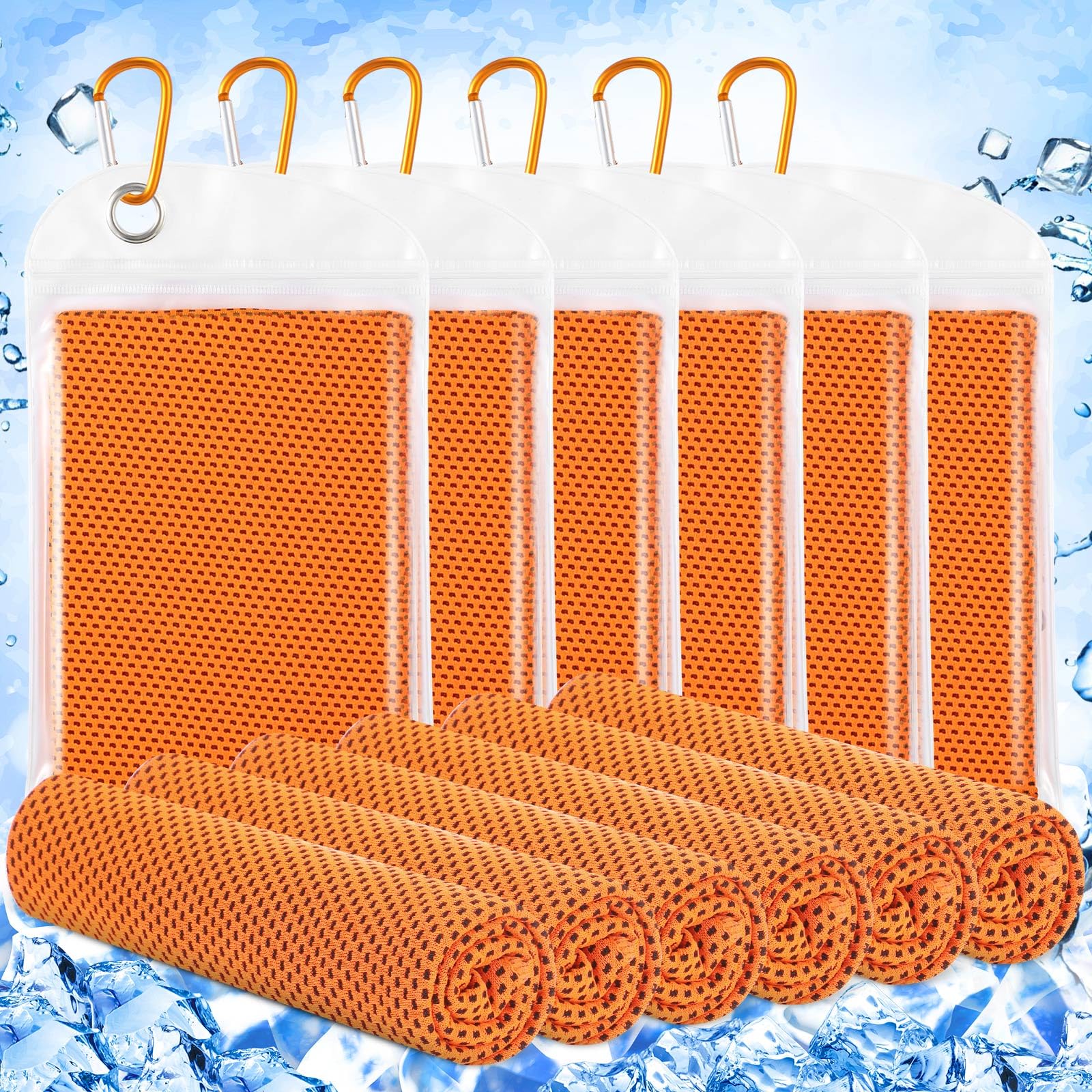 Hosuly 6 Pack Cooling Towels 40" x 12" Sport Towels, Cooling Rag for Neck and Face Ice Breathable Chilly Portable Neck Wraps for Yoga(Black)